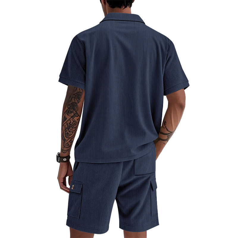 Completo camicia e pantaloncini in velluto a coste uomo caccia_voghion.com