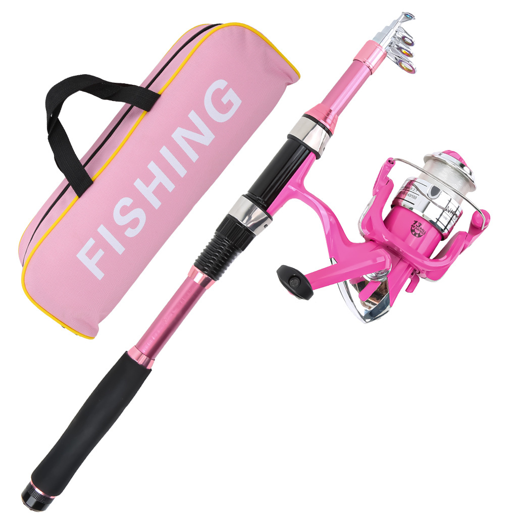 Cross-border pink lure rod fishing gear set 1.8M fishing rod sea rod long-distance casting rod spinning reel bag manufacturer wholesale