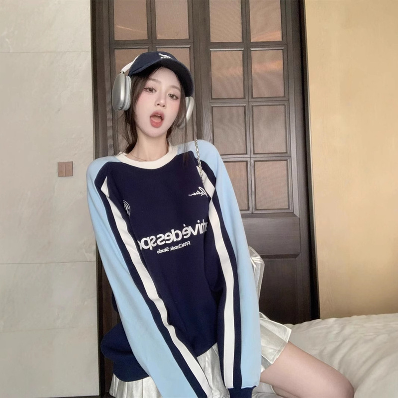 [Self-set factory in stock now] American raglan long sleeve sweater oversize design niche top