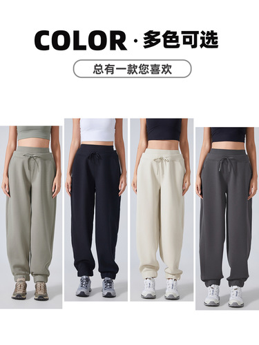 Women's Fashionable and Versatile Winter Warm Fleece Track Pants, Loose Ankle Fitness and Yoga Pants DAW154