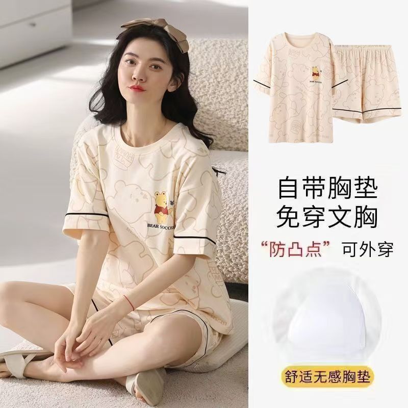 New Style Pajamas for Women, Summer Short-Sleeved Shorts, Women's Two-Piece Set, Loose, Trendy, Thin, Home Wear, Can Be Worn Outside New Style Pajamas for Women, Summer Short-Sleeved Shorts, Women's Two-Piece Set, Loose, Trendy, Thin, Home Wear, Can Be Worn Outside