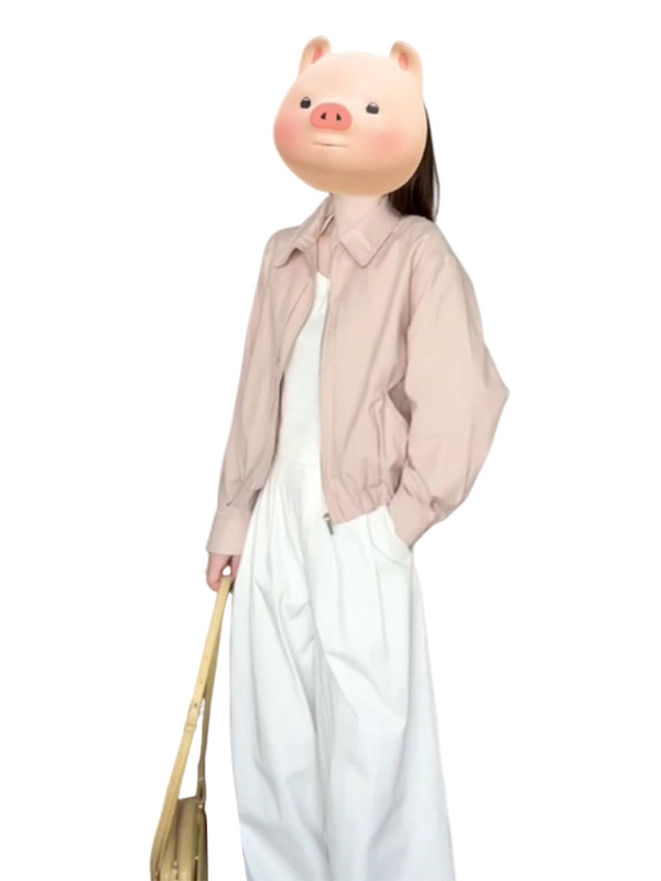 2025新款小个子香风粉色夹克外套初秋季女装高级感棒球服短款上衣|undefined