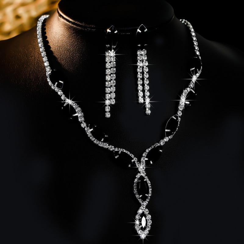 Brautschmuck Halskette Ohrringe Schmuckset Bankettkleid Halskette modische und vielseitige Temperamentaccessoires_voghion.com