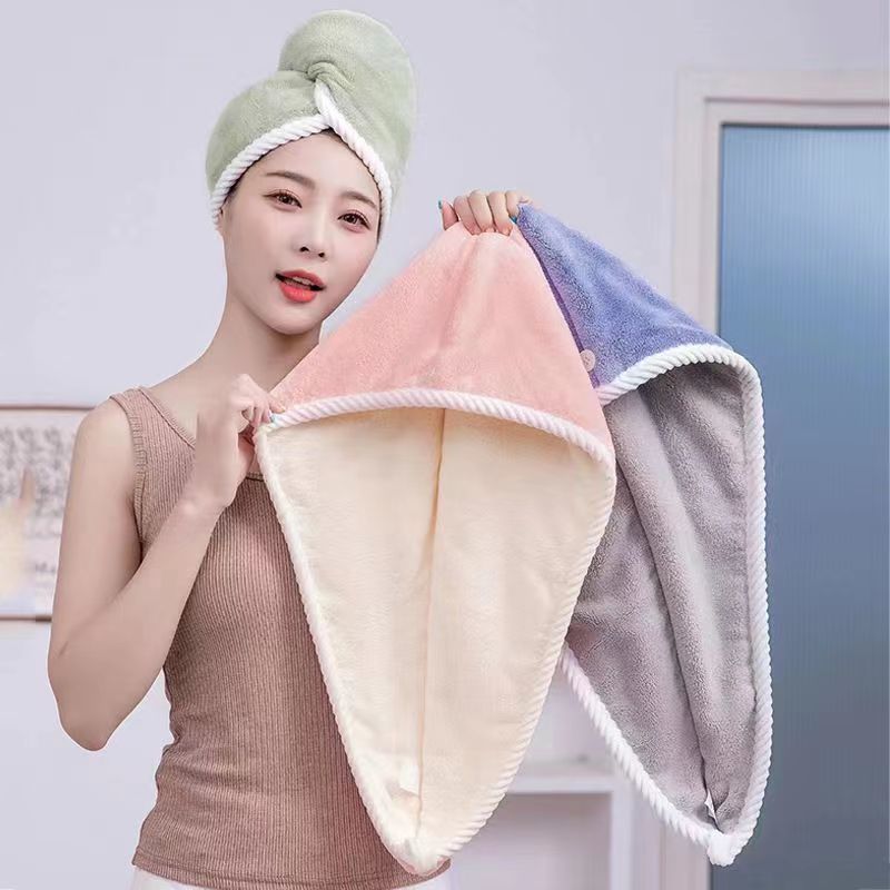 Sombrero de cabello seco para mujeres, sombrero de doble espesor sin soplado, toalla de cabello, toalla de secado rápido, sombrero de baño