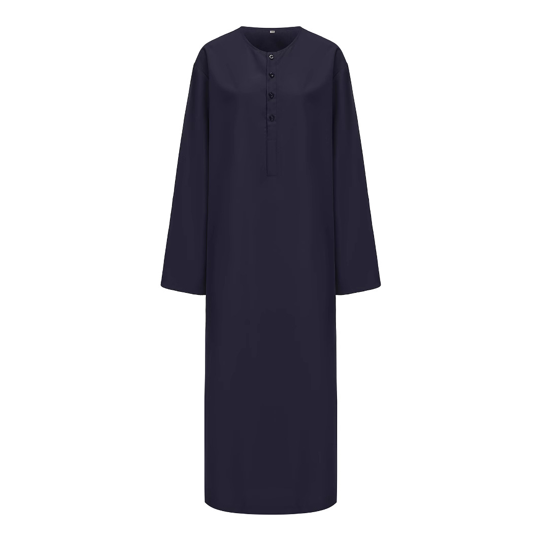 Elegant Embroidered Thobe For Men Traditional Islamic Robe_voghion.com