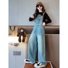 女童牛仔背带裤套装2025新款春装洋气女大童上衣儿童春春秋两件套