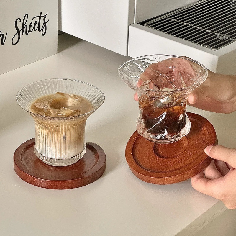 Taza de café americana transparente y delgada, taza de agua de vidrio invertido, taza de café latte, taza de jugo de alto valor de cara