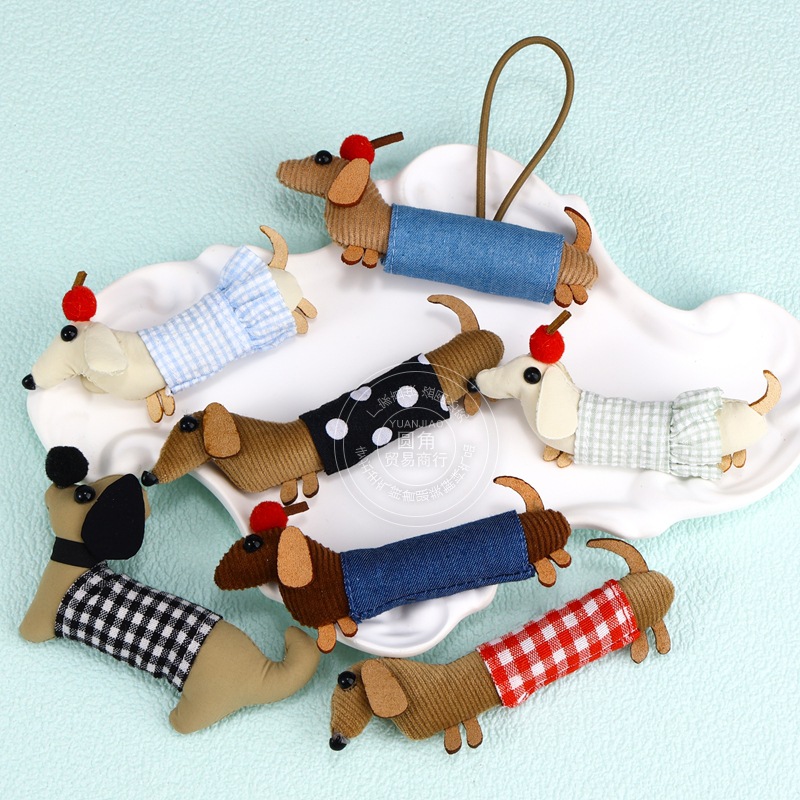 新款韩式布艺腊肠小狗可爱服装配饰创意diy手工箱包卡通狗狗装饰