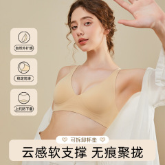 草本の私物の大きいサイズの無痕の下着の女性の深いvの小さい胸は空の杯が集まっていません。