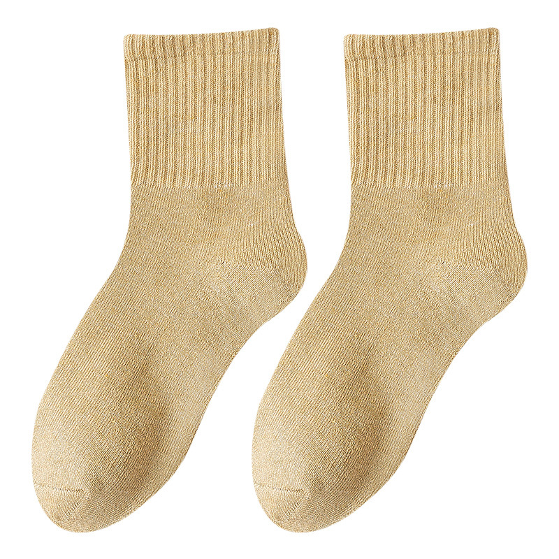 Calcetines de mujer de invierno forrado de lana gruesa caliente Terry Calcetines de piso de otoño e invierno de color sólido a media pantorrilla Zhuji calcetines al por mayor