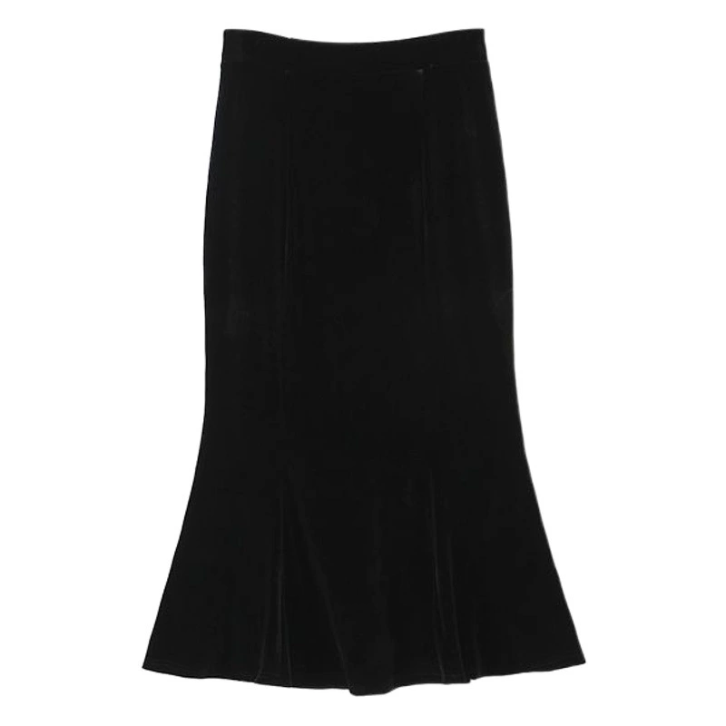 Бархатная юбка-годе средней длины с высокой талией, обернутая бедра, увлажняющая 8791 больших размеров, осенне-зимняя французская юбка-годе