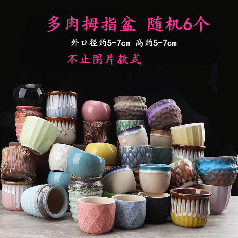 Succulent Flowerpot Ceramic Clearance Breathable Stoneware Indoor Succulent Plant Small Flowerpot Combination Set Factory One Piece Wholesale