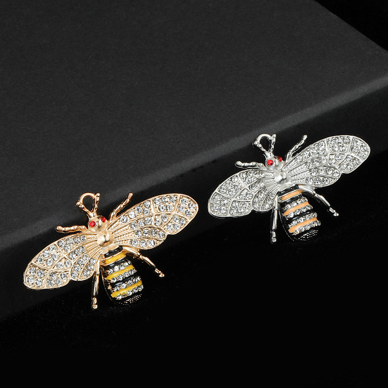 跨境亚马逊爆款蜜蜂水晶钥匙扣小挂件汽车背包配饰金属水钻挂饰