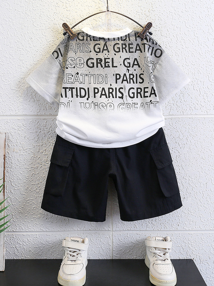 Conjunto de Verano para Niños 7147, Ropa de Moda para Bebés, Estilo Informal de Internet, Conjunto de Dos Piezas de Manga Corta para Niños, Nueva Tendencia 2026