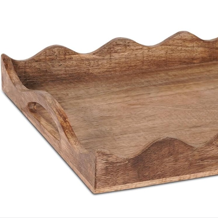 Customized Wooden Serving Tray Fire Decorative Wooden Serving Breakfast Tray Rustic Home Decor Tray