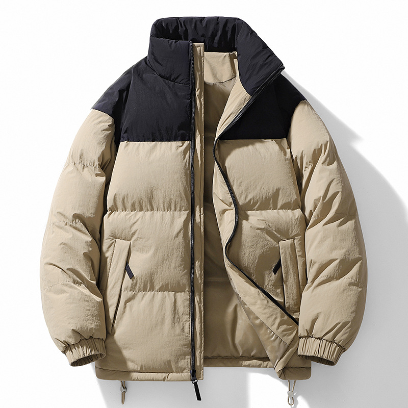 Trajes de algodón de pluma transfronterizos para hombres y mujeres invierno 2025 nuevas parejas de cuello de pan chaqueta de algodón gruesa se puede abrir