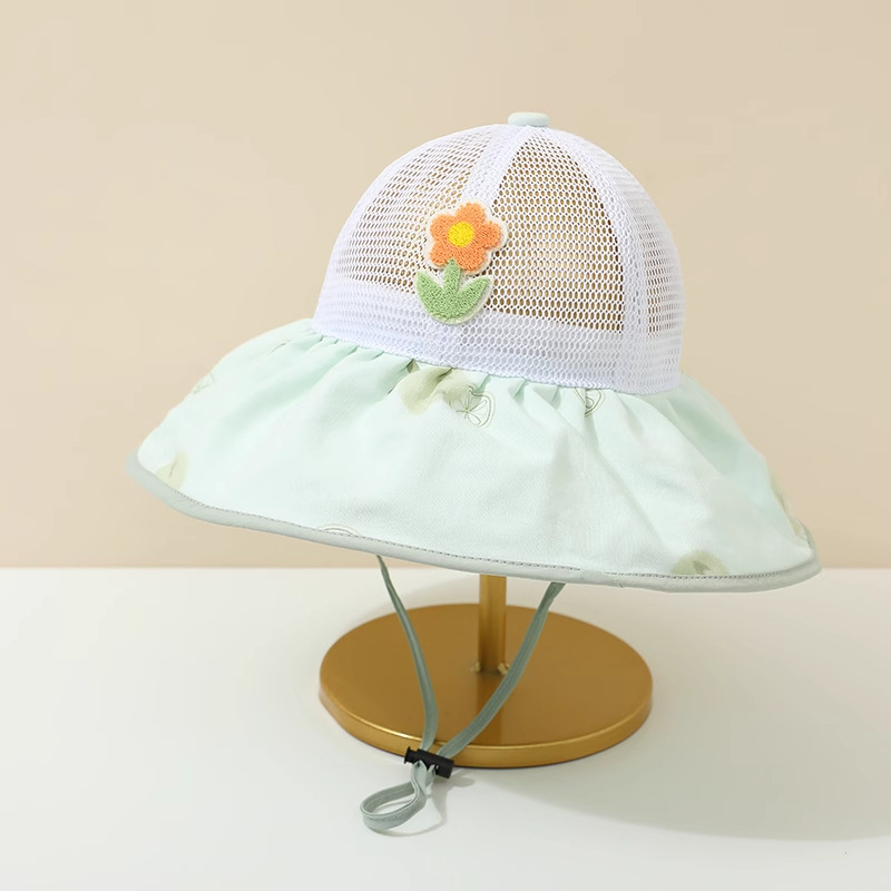 Sombrero de sombra para bebé Sombrero de pescador para bebés de primavera y verano Sombrero grande para niños y niñas de verano Sombrero de protección solar de malla Alero grande