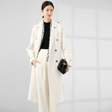 純白色100純山羊絨高端女大衣高級感雙面羊絨中長款風衣外套批發