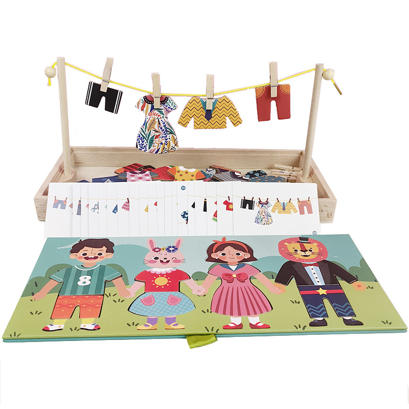 Juegos divertidos de secado de ropa Montse vestir rompecabezas de secado de ropa habilidades para la vida Juguetes de educación temprana para jardín de infantes