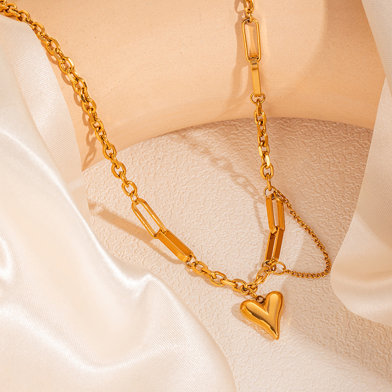 11g Weight 0.03µm Gold Plating Thickness Electroplated Gold Plating Process Golden Plated Plating Material Stone-Free Inlay Material Necklace Classification cable chain Chain Type 1 Piece Quantity Holiday, Daily Occasion 201 Stainless Steel Material Animal, Heart Shape, Butterfly Pattern Women's Gender Sweet Style Plating Craft Titanium Steel Chain Heart Shape Bracelets Necklace 4
