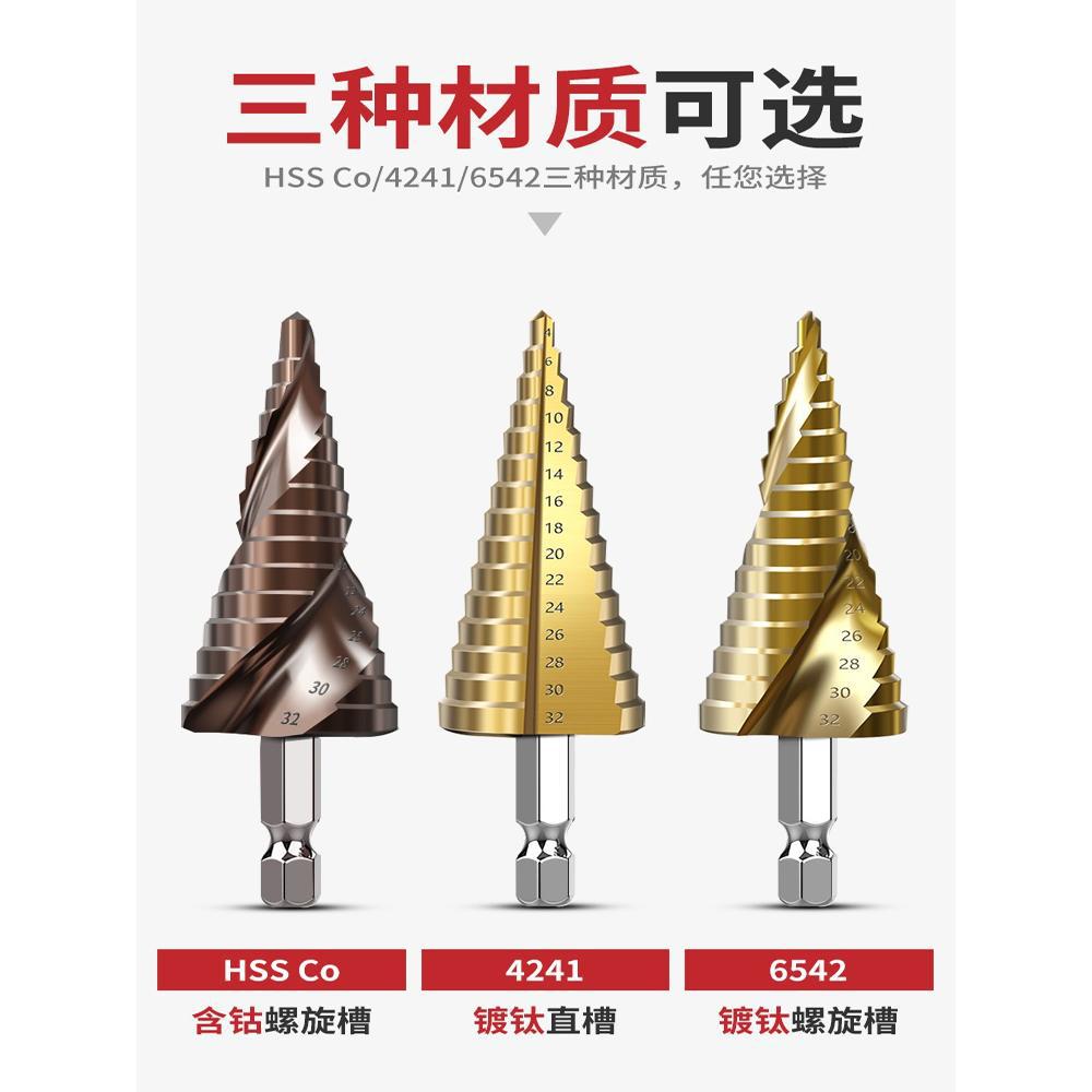 宝塔钻头多功能多用超硬打孔钢铁阶梯扩孔家用不锈钢开孔器金属钻