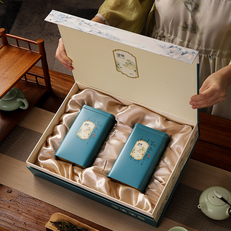 高档茶叶礼盒绿茶一斤装茶叶包装盒空礼盒马口铁茶叶罐包装空盒