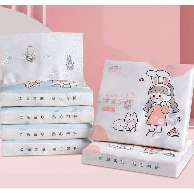 Sunde cute printed moisturizing soft tissue paper, soft and skin-friendly, suitable for mothers and babies, portable pack of cream tissues, wholesale