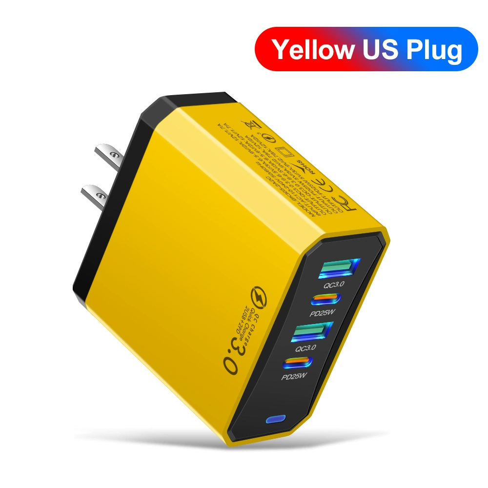 Стандартный 100W 2USB+2PD зарядное устройство для мобильного телефона, планшета европейский, американский и британский сверхбыстрая зарядка многопортовый адаптер