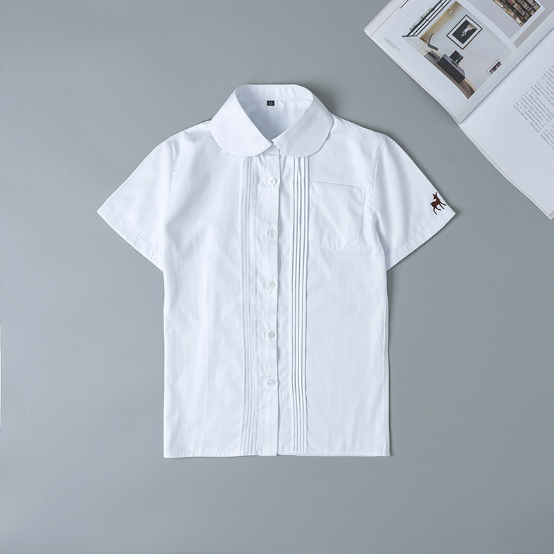 White, with embroidery, with short sleeve