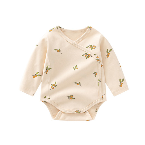 ins baby bag fart clothes spring and autumn baby triangle harem a type pure cotton printed bottoming newborn clothes jumpsuit