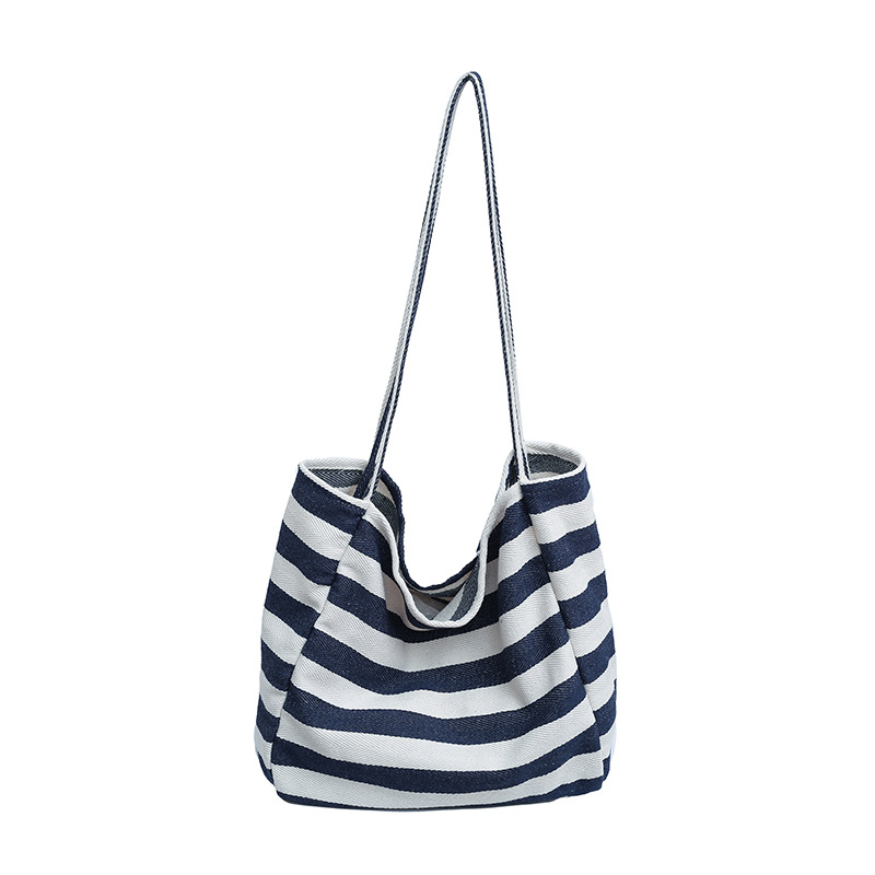 Bolsos de lona casuales coreanos bolsos de moda bolsos de mano de color de contraste red pequeñas rayas frescas bolsos de hombro