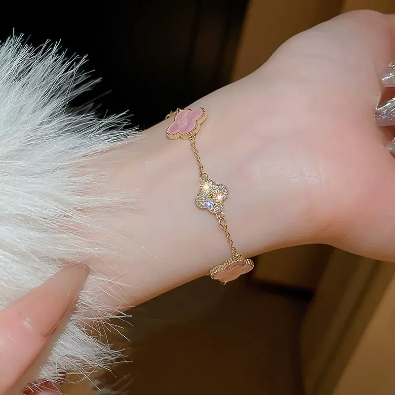 小红书同款锆石四瓣花手链轻奢简约高级感手链时尚百搭手饰批发女