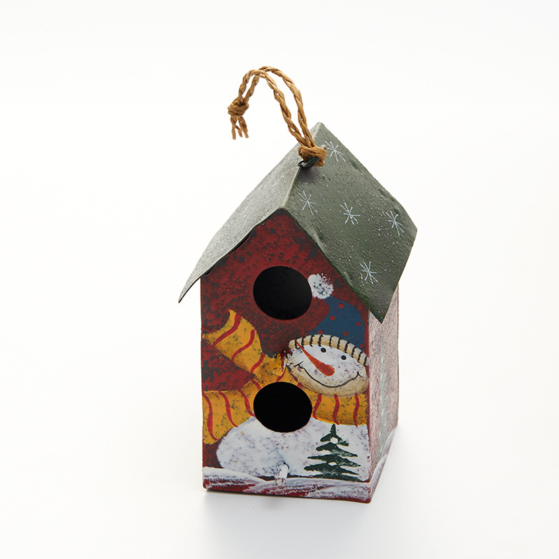 Navidad hoja de hierro pequeña casa colgante 10cm mesa de Navidad árbol de Navidad decoración colgante hierro forjado decoración