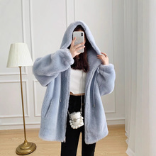 2024新款冬年轻款连帽羊羔毛皮毛一体羊剪绒大衣女皮草短款外套女