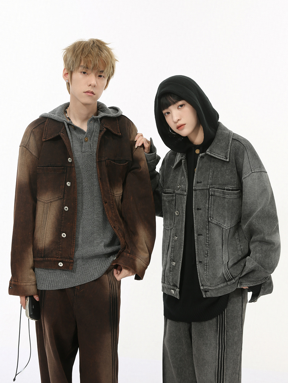 MTLCLOTHES Hombres| Nuevos productos de otoño de moda americana color gradiente retro hacer viejos jeans de moda