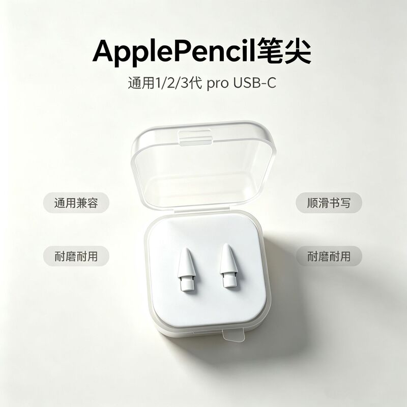 Compatible with Apple Pencil 1/2/3 generation Pro stylus, USB-C capacitive pen, 2B replacement tip with storage box