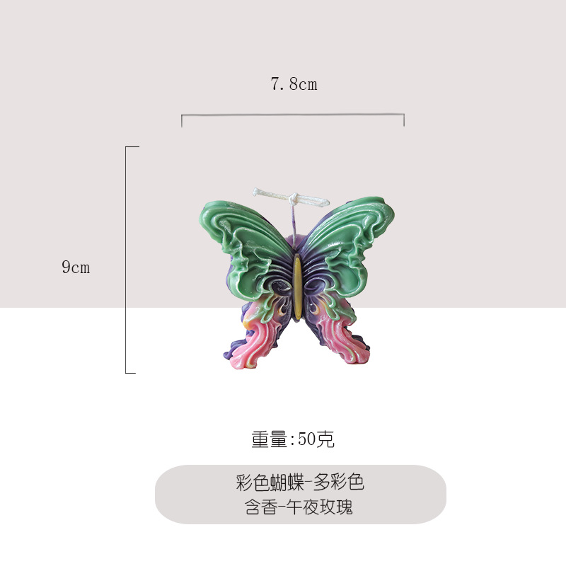 Ventas transfronterizas candlas hechas a mano mariposas coloridas regalos de mano boda al por mayor modelado decoración de velas multicolores ventas calientes