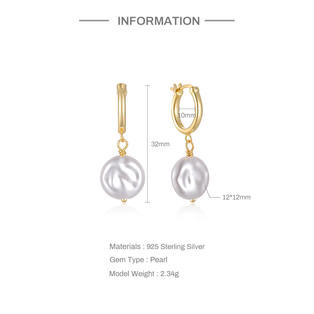 1 Paire Élégant Style Simple Géométrique Placage Incruster Argent Sterling Perle Zircon Boucles D'oreilles display picture 6