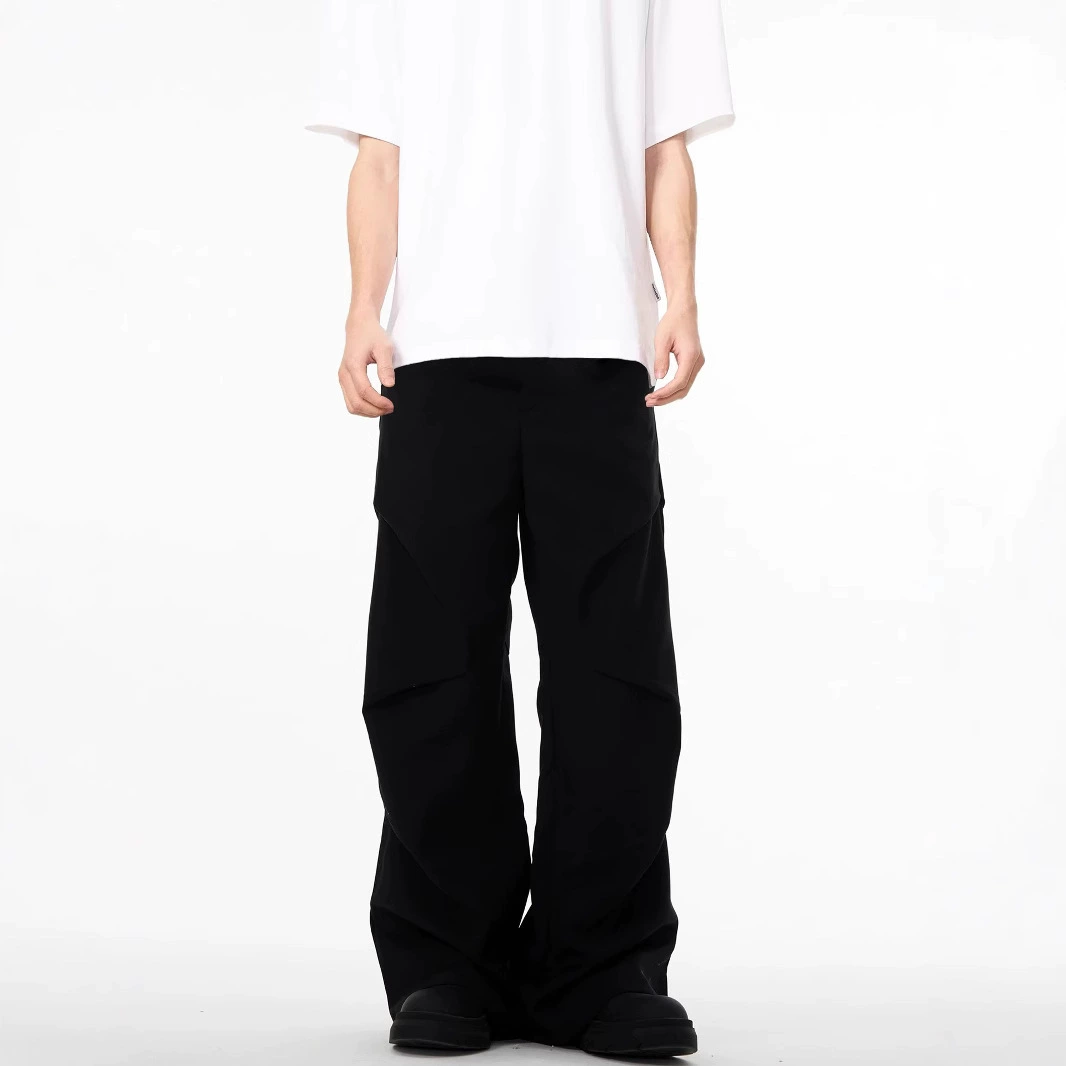 Брюки Yongfang в американском стиле, плиссированные, для мужчин и женщин, с дизайном, который спадает до пола, слегка расклешенные, свободные, прямые, стройнящие, универсальные, с эффектом струящегося повседневного стиля.