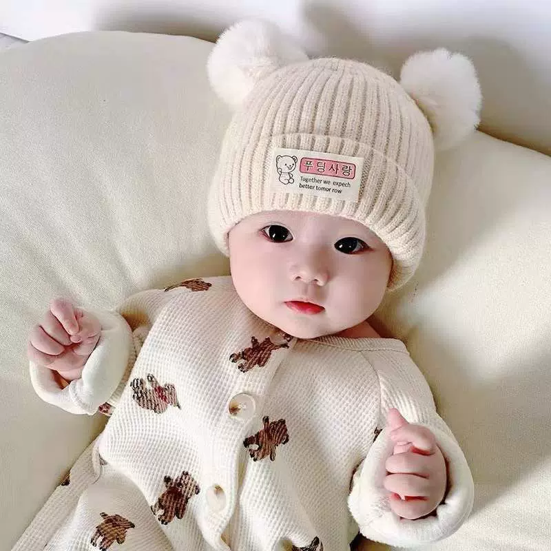 婴儿帽子秋冬季可爱超萌新生婴幼儿胎帽男女宝宝毛线帽初生针织帽