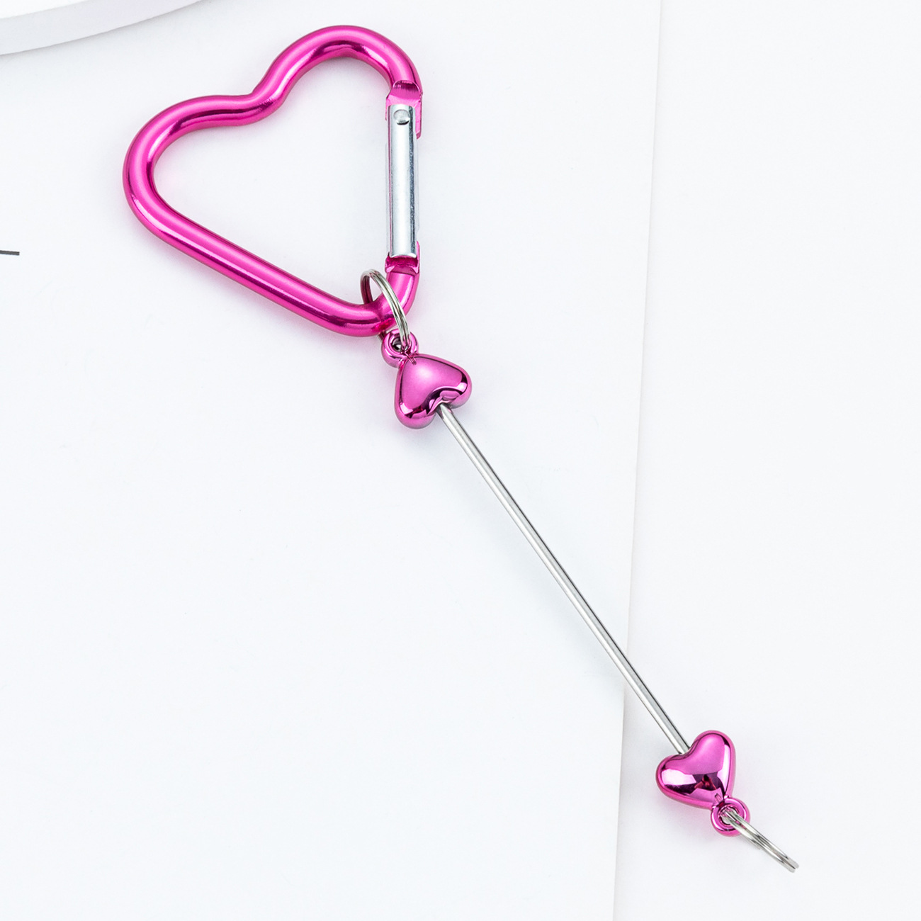 Bricolaje amor mosquetón con cuentas gancho de metal llave hebilla mochila mosquetón multifunción al aire libre