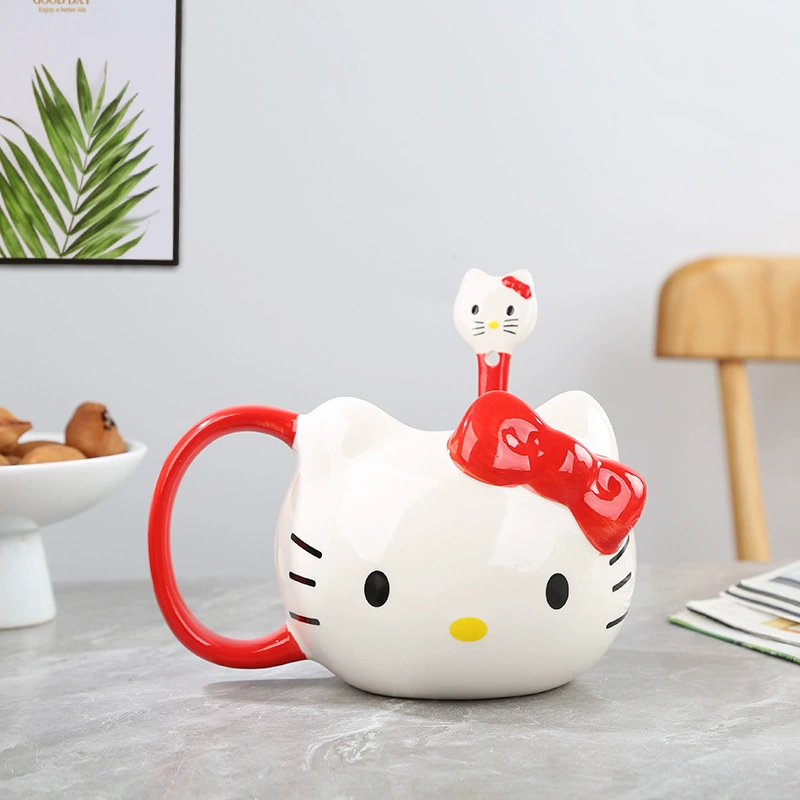 Паутина Hello Kitty, мультяшная милая вместительная керамическая чайная чашка