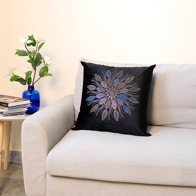 Moderno semplice colore olandese velluto strass fiore federa decorazione della casa modello camera divano cuscino fodera all'ingrosso_voghion.com