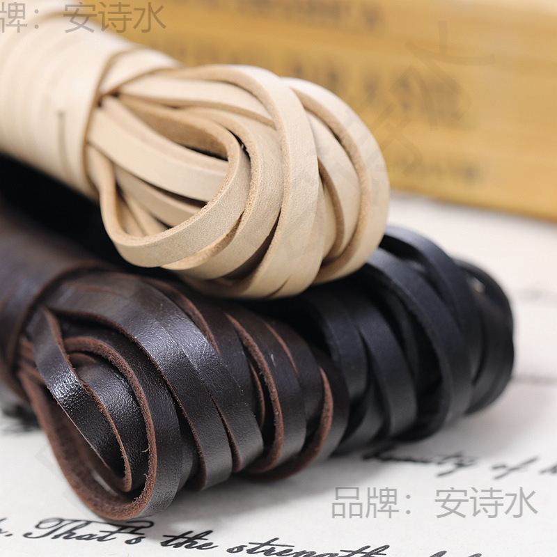 diy皮绳手工头层牛皮植鞣革扁绳子皮条绳编织手链项链垒德株