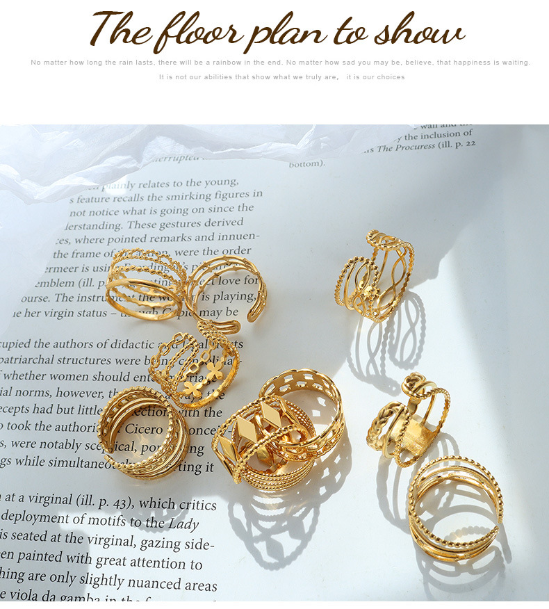 Fashion Letter Titanium Steel Open Ring Plating Stainless Steel Rings