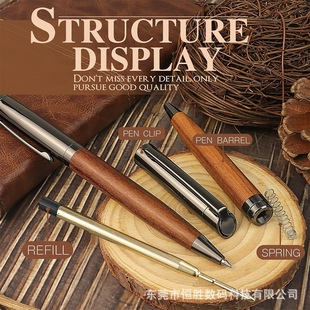 New Wooden Pen Ebony Twist Creative Signature Pen Solid Wood Ball Pen Office Gel Pen Retro Logo