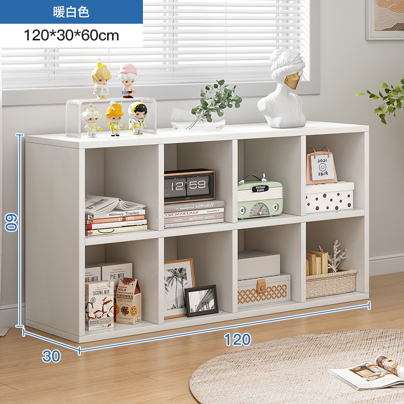 Estante de cosméticos de estilo crema, gabinete de rejilla de piso a techo lateral de mesa, gabinete de ocho compartillas, gabinete de almacenamiento de perfumes para productos para el cuidado de la piel