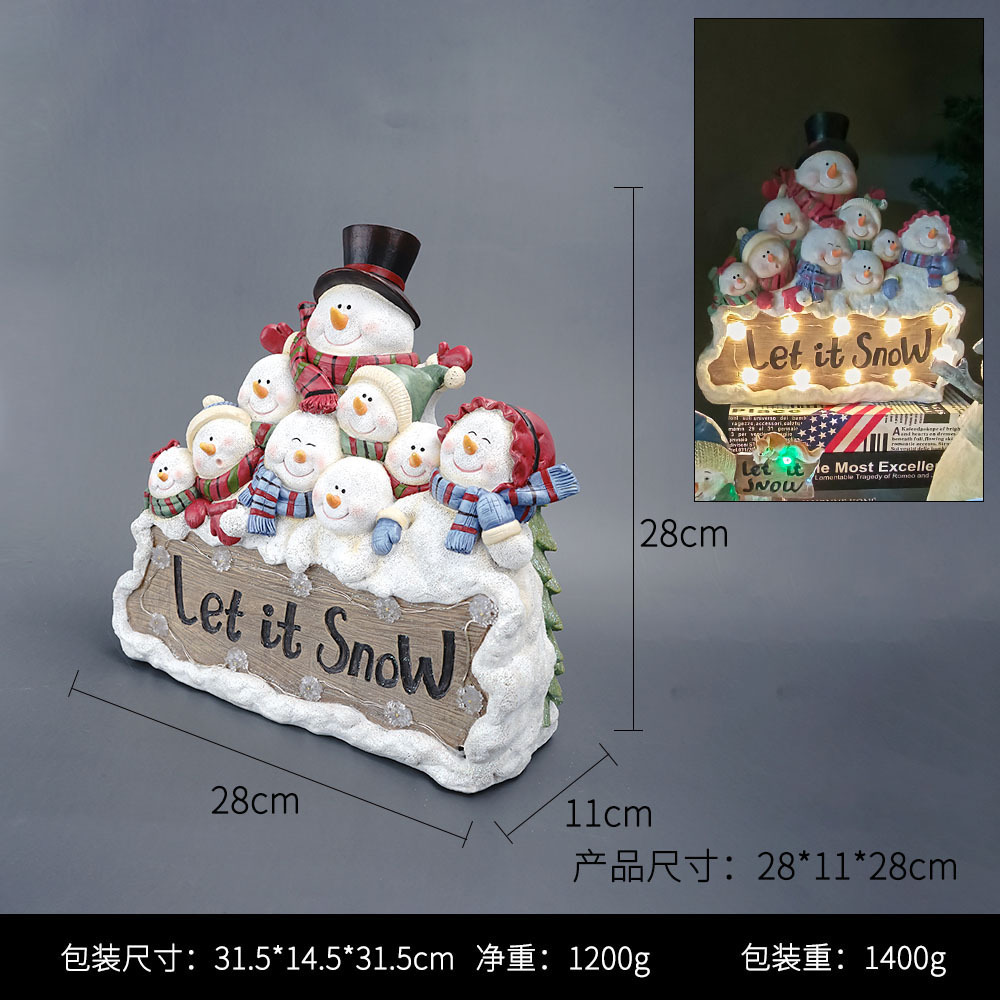 Decoración de Navidad americana creativa Navidad luminoso regalo resina artesanía hogar sala de estar decoración de escritorio