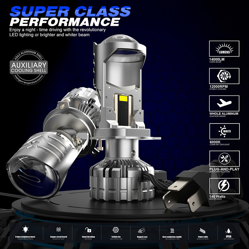 Nuevo V30 lente pequeña H4 color titanio de alta potencia faro LED cerca de uno