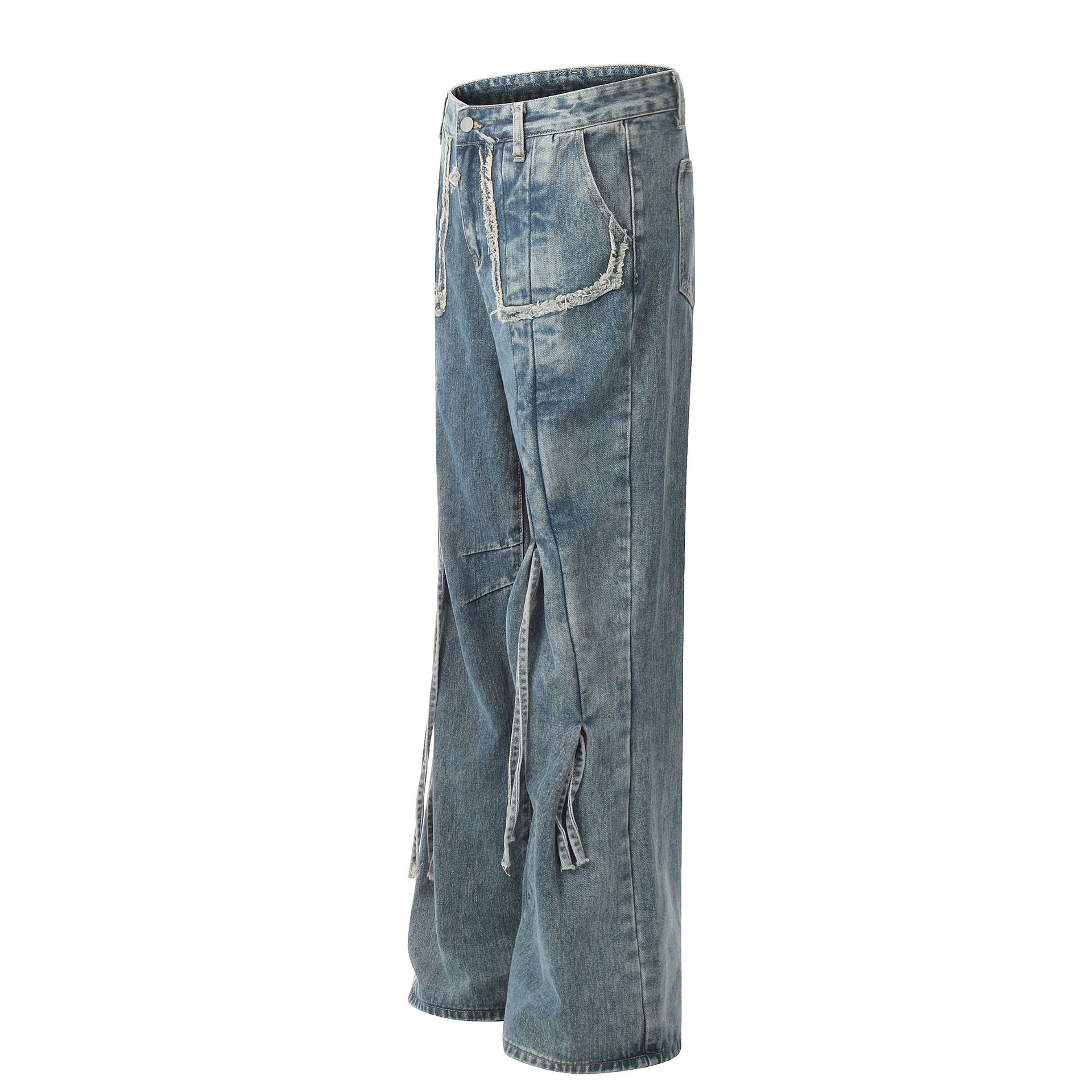 Vêtements pour hommes EONMODISH | Nouveau produit d'automne 2024 Pantalon de cow-boy délavé à l'eau à la mode American High Street_voghion.com